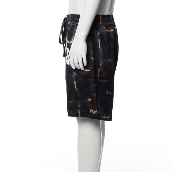 NAHMIAS Spellout Basketball Shorts‎ Silk Tie Dye Graphic Printed Size XL Black - Picture 2 of 7